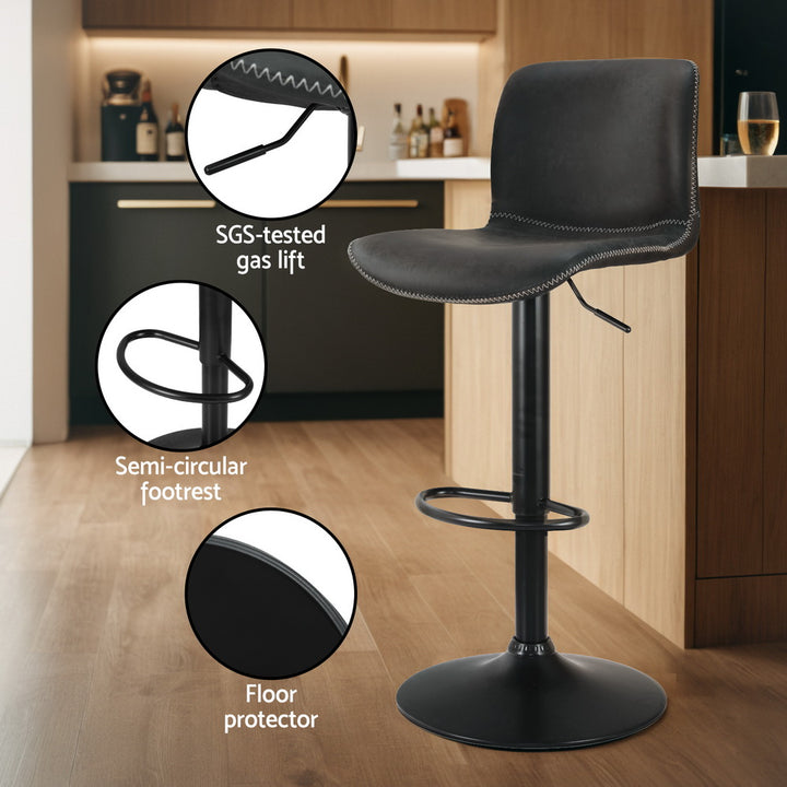 Deville Bar Stool - Black Set of 2