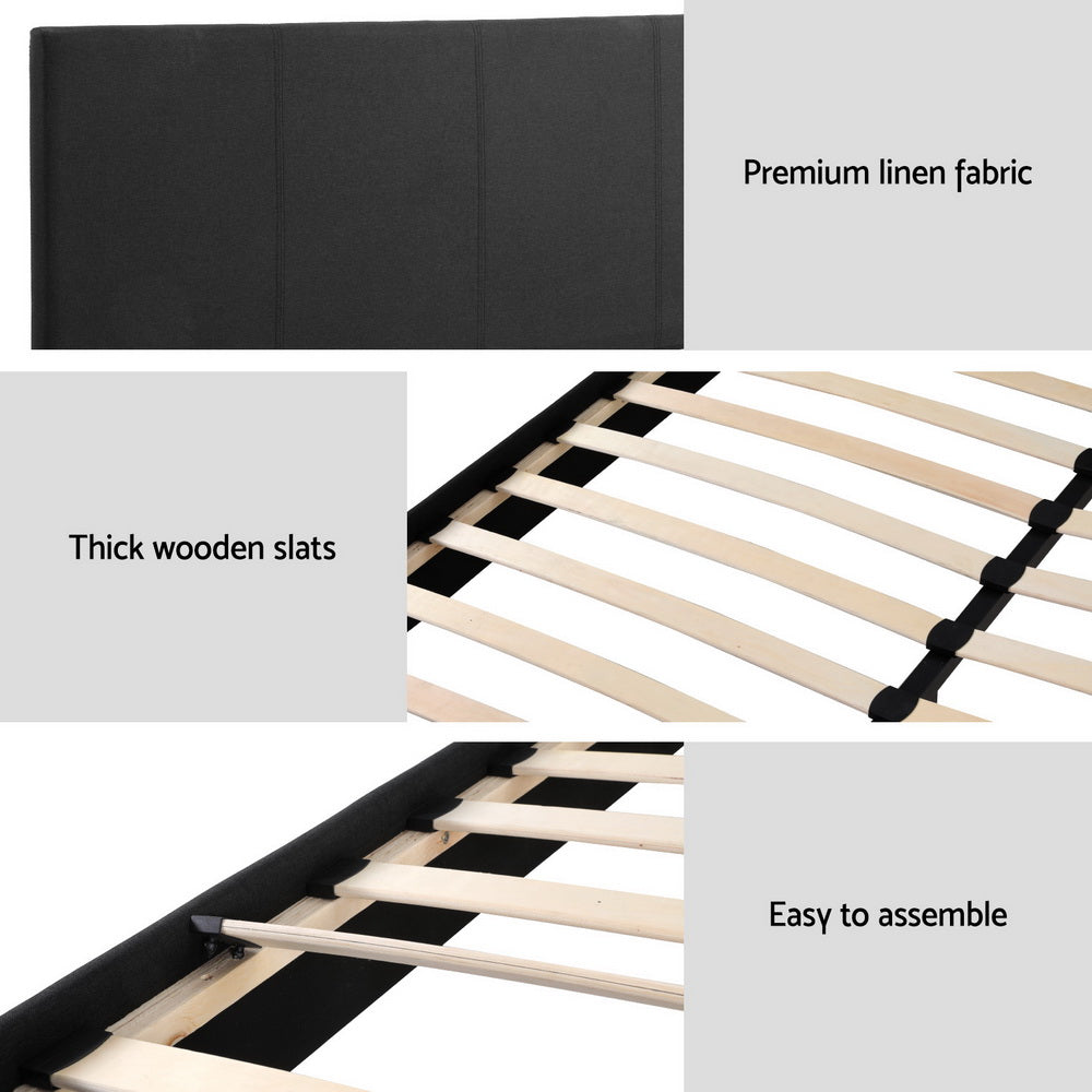 Quinn Double Bed - Charcoal