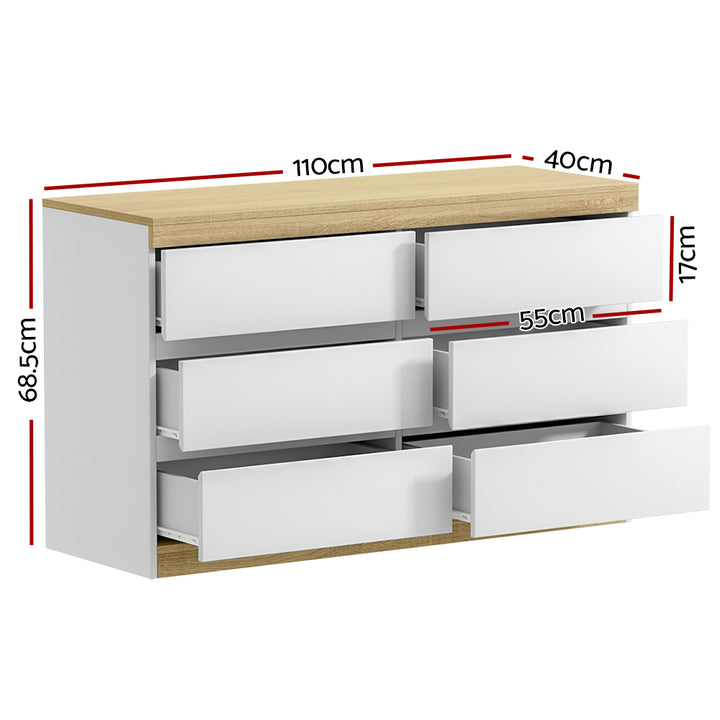 Jesse Six Drawers - Natural/White