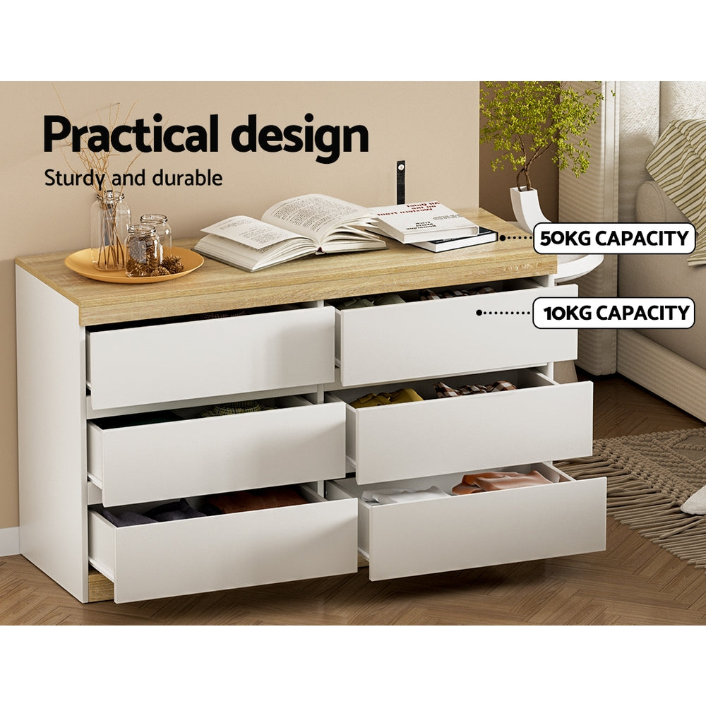 Jesse Six Drawers - Natural/White