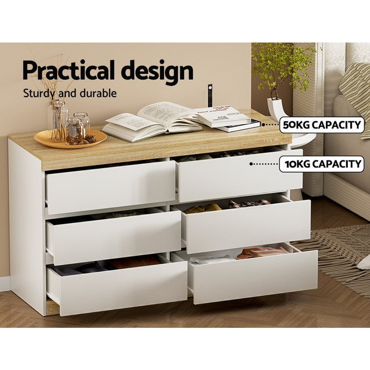 Jesse Six Drawers - Natural/White